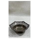 Antique sterling silver octagonal filigree bowl