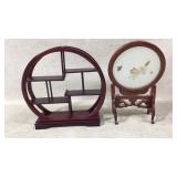 Wooden Moon Shelf and Painted Table Screen Set