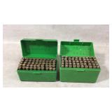 Two Green Cases of Reloaded Rifle Ammunition