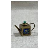 antique Chinese miniature brass teapot features
