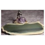 Vintage Pewter Unicorn Mounted on Amethyst, Slab
