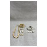 Antique ivory/bone jewelry including earrings