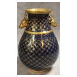 Chinese Blue Cloisonnï¿½ Vase with Brass Goat Head