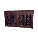 4 Door /3 Drawer Wooden Cabinet with Wrought I