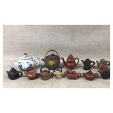 Vtg Kangxi Miniature Teapots, Clay Miniature