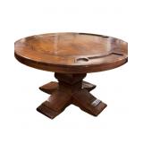 6 Player Wooden Game Table with Pedestal Base