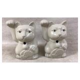 White ceramic benihana maneki neko tikis