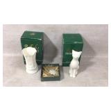 Belleek Parian China Cat, Vase, & Brooch Collectio