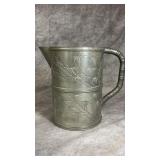 Vintage Chinese Pewter Engraved Beverage Pitcher