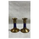 Pair of Vtg Neiman Marcus Brass & Cloisonnï¿½ Blue