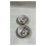 Pair of vintage enamel on copper trinket dishes