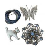 Four Brooches, Including Monet Butterfly