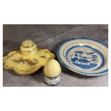 Vintage Crown Devon Lustrine Ink Well on Tray,