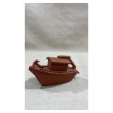 Chinese Yixing Cinnabar Clay Canal Boat Teapot