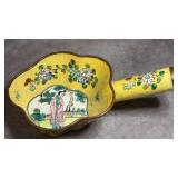 Antique Chinese Yellow Floral Enameled Pot with