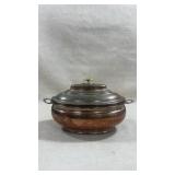 antique copper and brass serving tureen,
