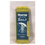Vintage Morton salt tin advertising thermometer