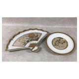 Art of Chokin Decorative Plate and Fan-Shaped Dish