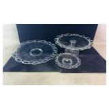 (3) lace edge crystal serving platters