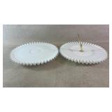 Vintage Fenton Milk Glass Silver Crest plate &