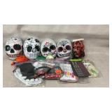 Assorted Halloween Decor, Masks Fake nails.
