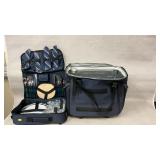 Suitcase one with utensils plates cups and