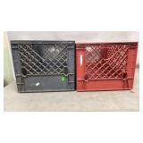 Two Plastic Milk Crates by Carnation and CHUS