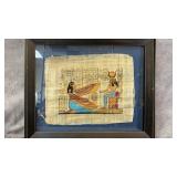 Artist Signed Hand-painted Papyrus Framed Art