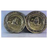 (2) brass decorative boat wall plates