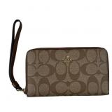 Brown Coach Medium ID Zip Wallet