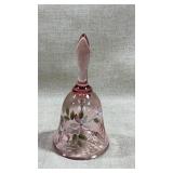 Hand painted pink Fenton hand bell