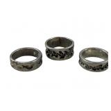 (3) Hand Made Silver Modernist Band Rings