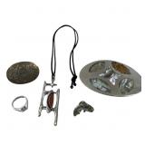 Assorted jewelry lot silver modernist necklace &