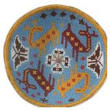 HUICHOL INDIAN BEADED JICARA BOWL