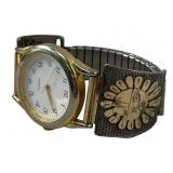 ZUNI SUNFACE STERLING & 1/20TH GF WATCH
