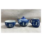 set consists of antique Wedgwood cobalt blue