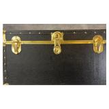 Vintage Black Seward Steamer Trunk with Key