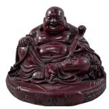 CHINESE RED RESIN LAUGHING BUDDAH SCULPTURE