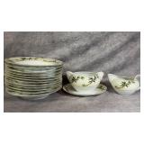 Vintage Kent China Rimmed Soup Bowls, Gravy Boat,