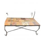Slate Top and Iron Rustic Coffee Table