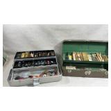 2 Vtg aluminum fishing tackle boxes