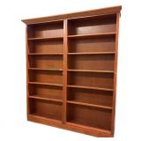 Large Bookcase Double Shelf Single Piece