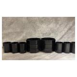Vintage Black Glass Arcoroc Octime Coffee Mugs &