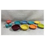 Collection of fiesta ware including salt and