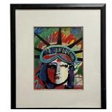 Peter max "Liberty Head" Mixed Media On Paper