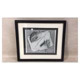 Framed Print of Hands Drawing Each Other