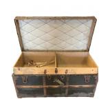 Antique Steamer Trunk Chest with Drawer