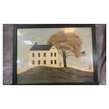 Warren Kimble 'House With Flag' American Folk Art