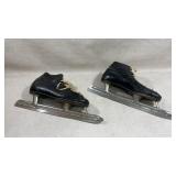 Vtg 1940s black leather speed/racer ice skates