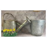 Hand-painted Galvanized Metal Watering Can,